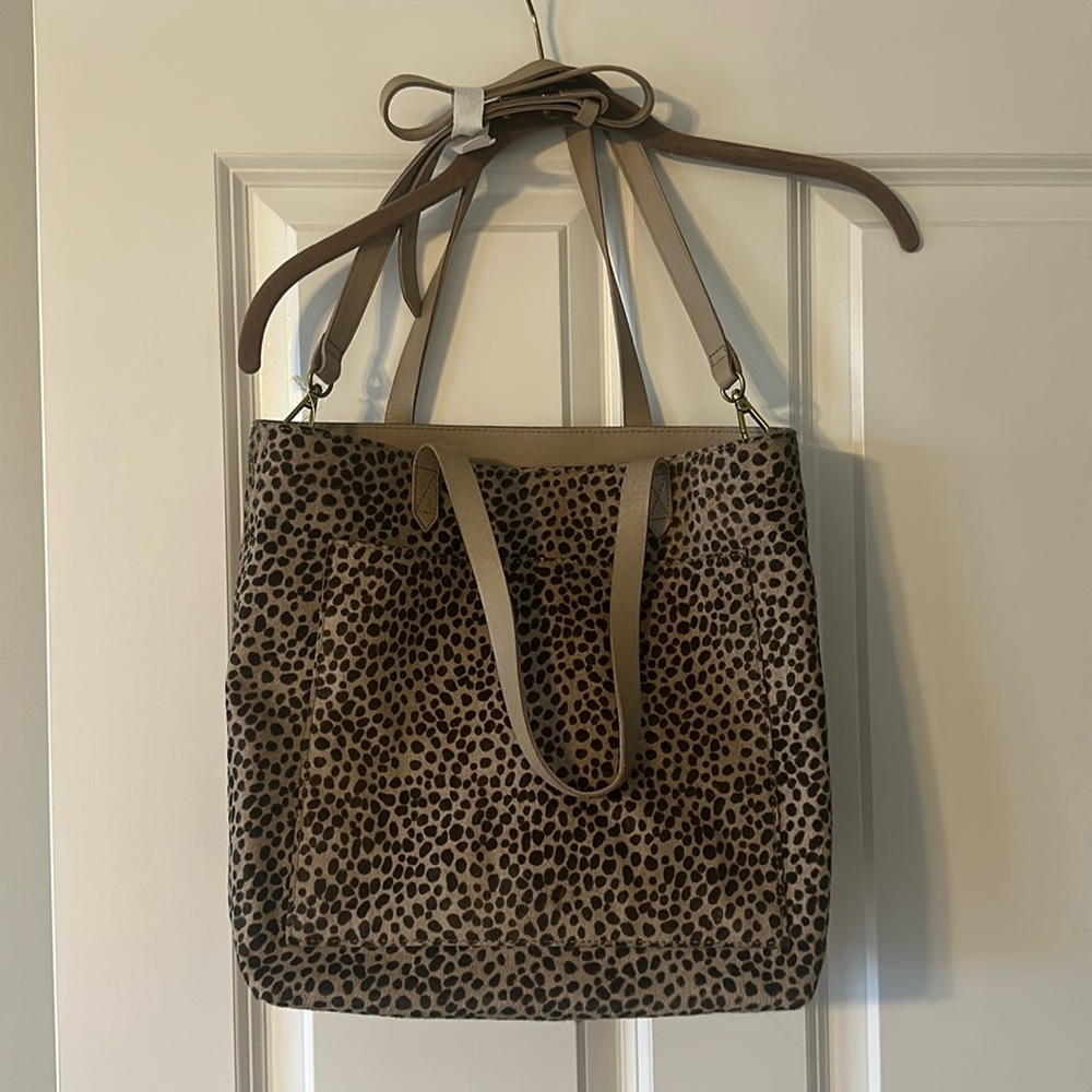 Madewell Leopard Print Tote in Brown and Tan
